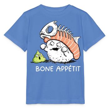 Sushi Bone Appetit – Lustiger Sushi Cartoon Humor - Stanley/Stella Kinder T-Shirt MINI CREATOR  - Blau - Vorne - Taisha (125cm)