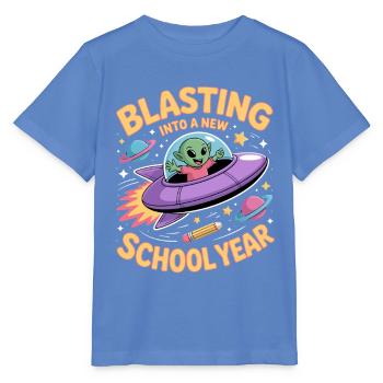 Blasting Into A New School Year Weltall Schulstart - Stanley/Stella Kinder T-Shirt MINI CREATOR  - Blau - Vorne - Taisha (125cm)