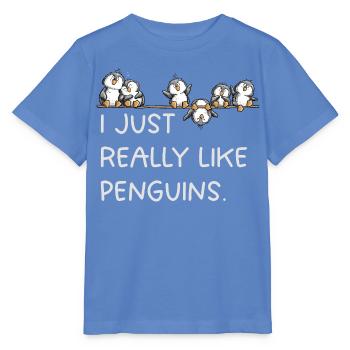 Pinguine Spruch Penguin Lover Tierhumor Cartoon - Stanley/Stella Kinder T-Shirt MINI CREATOR  - Blau - Vorne - Taisha (125cm)