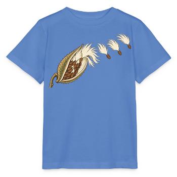 Seidenpflanzenkapsel und treibende Samen - Stanley/Stella Kinder T-Shirt MINI CREATOR  - Blau - Vorne - Taisha (125cm)