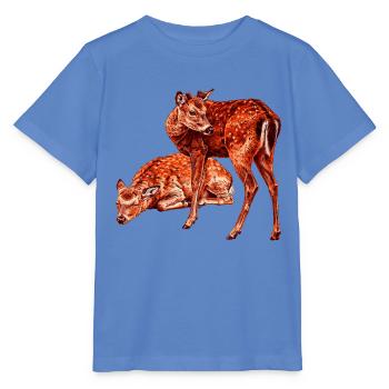 Zwei junge Rehe Grafik im digital-Stil - Stanley/Stella Kinder T-Shirt MINI CREATOR  - Blau - Vorne - Taisha (125cm)