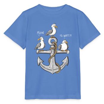 Moin Möwen Anker Nordsee Küste Maritim Humor - Stanley/Stella Kinder T-Shirt MINI CREATOR  - Blau - Vorne - Taisha (125cm)