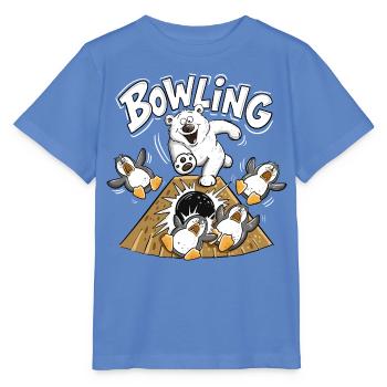 Bowling Eisbär Pinguine Tierhumor Cartoon Kegeln - Stanley/Stella Kinder T-Shirt MINI CREATOR  - Blau - Vorne - Taisha (125cm)