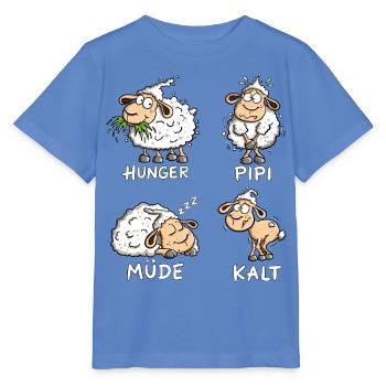 Hunger Müde Kalt Schafe Spruch Tierhumor - Stanley/Stella Kinder T-Shirt MINI CREATOR  - Blau - Vorne - Taisha (125cm)