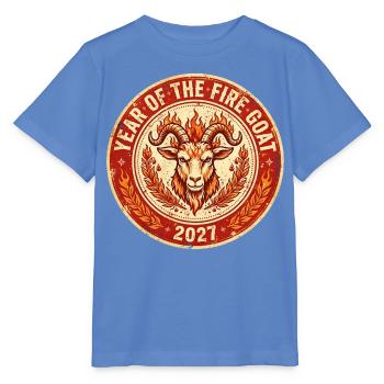 Year Of The Fire Goat 2027 Shirt | Vintage Fire Go - Stanley/Stella Kinder T-Shirt MINI CREATOR  - Blau - Vorne - Taisha (125cm)
