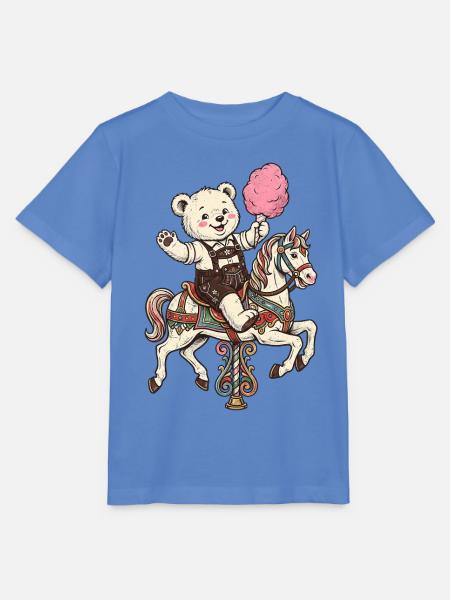 Bayern Teddy Zuckerwatte Karussell - Stanley/Stella Kinder T-Shirt MINI CREATOR - Blau