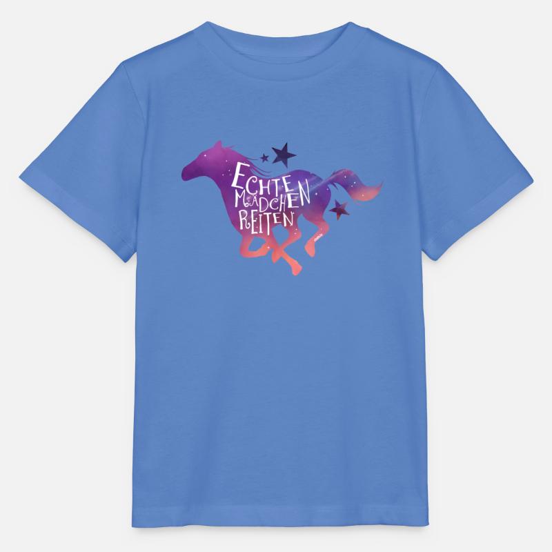Echte Mädchen Reiten - Stanley/Stella Kinder T-Shirt MINI CREATOR  - Blau