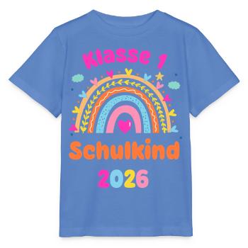 Klasse 1 Schulkind 2026 Regenbogen Einschulung - Stanley/Stella Kinder T-Shirt MINI CREATOR  - Blau - Vorne - Taisha (125cm)