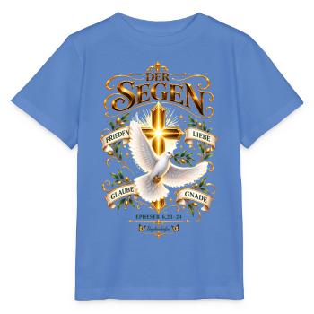 Der Segen- Friede-Liebe-Glaube und Gnade - Stanley/Stella Kinder T-Shirt MINI CREATOR  - Blau - Vorne - Taisha (125cm)