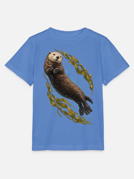 Seeotter dreht sich durch den Seetang - Stanley/Stella Kinder T-Shirt MINI CREATOR - Blau