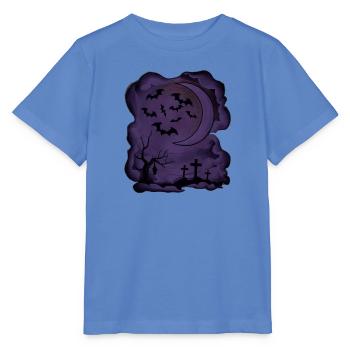 Mondnacht mit Fledermäusen und Gräbern - Stanley/Stella Kinder T-Shirt MINI CREATOR  - Blau - Vorne - Taisha (125cm)