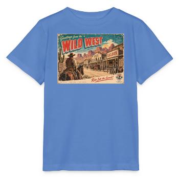 Grüße von der Wildwest-Retro-Postkarte - Stanley/Stella Kinder T-Shirt MINI CREATOR  - Blau - Vorne - Taisha (125cm)