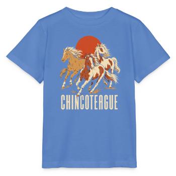 Drei Hengste vor der Sonne Chincoteague - Stanley/Stella Kinder T-Shirt MINI CREATOR  - Blau - Vorne - Taisha (125cm)