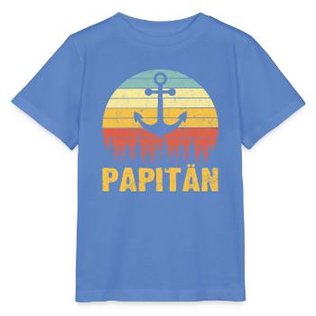 Papitän Papa Kapitän Anker Vatertag Geschenk - Stanley/Stella Kinder T-Shirt MINI CREATOR  - Blau - Vorne - Taisha (125cm)