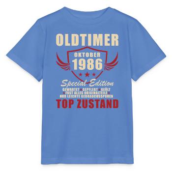 Oktober 1986 Jahrgang Retro Geburtstag Geschenk - Stanley/Stella Kinder T-Shirt MINI CREATOR  - Blau - Vorne - Taisha (125cm)