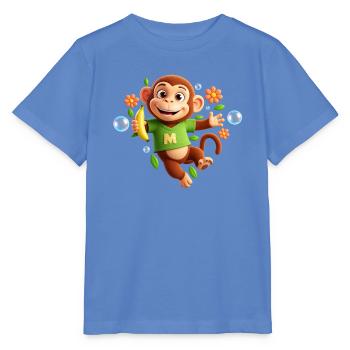 Lustiger Affe mit Banane – Buchstabe M - Stanley/Stella Kinder T-Shirt MINI CREATOR  - Blau - Vorne - Taisha (125cm)
