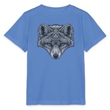graues polarfuchs gesicht, Linienkunst Schwarzweiß - Stanley/Stella Kinder T-Shirt MINI CREATOR  - Blau - Vorne - Taisha (125cm)