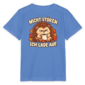 Nicht stören, ich lade auf - Igel mit Kaffee - Stanley/Stella Kinder T-Shirt MINI CREATOR  - Blau - Vorne - Taisha (125cm)
