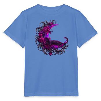 Mondrose Katze im violetten Mond - Stanley/Stella Kinder T-Shirt MINI CREATOR  - Blau - Vorne - Taisha (125cm)