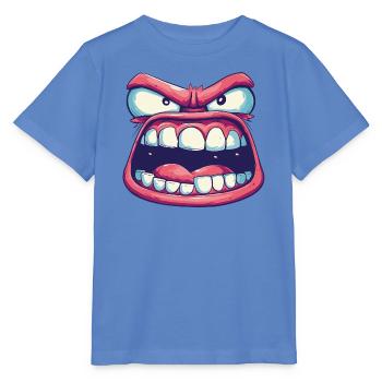 Rosa Gesicht mit seltsamem Blick und wütendem offenem Mund - Stanley/Stella Kinder T-Shirt MINI CREATOR  - Blau - Vorne - Taisha (125cm)