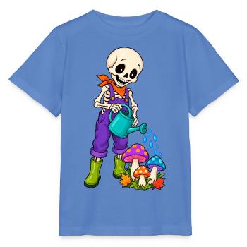 Skelett Gärtner im Pilzgarten - Stanley/Stella Kinder T-Shirt MINI CREATOR  - Blau - Vorne - Taisha (125cm)