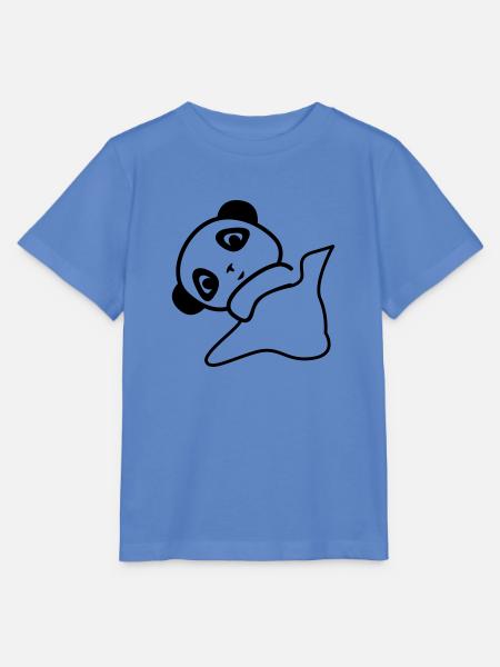 Ein niedlicher, schüchterner kleiner Panda schläft für ein Kind - Stanley/Stella Kinder T-Shirt MINI CREATOR - Blau