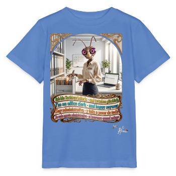 Heuschrecke JOGUE Sachbearbeiterin Büro Pop Art - Stanley/Stella Kinder T-Shirt MINI CREATOR  - Blau - Vorne - Taisha (125cm)