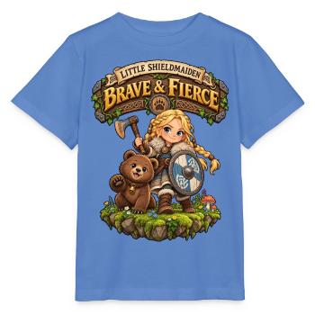 Little Shieldmaiden - Brave & Fierce - Stanley/Stella Kinder T-Shirt MINI CREATOR  - Blau - Vorne - Taisha (125cm)