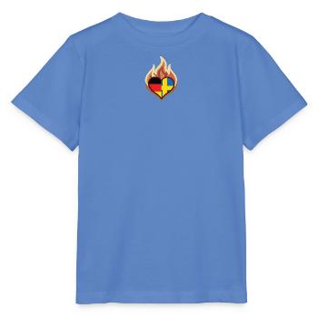 Germany Sweden Flag Heart on Fire - Stanley/Stella Kinder T-Shirt MINI CREATOR  - Blau - Vorne - Taisha (125cm)