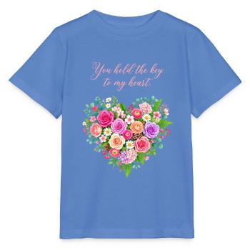 Floraler Schlüssel zum Herzen - Stanley/Stella Kinder T-Shirt MINI CREATOR  - Blau - Vorne - Taisha (125cm)