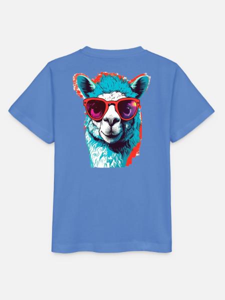Lustige Llama mit Sonnenbrille - Stanley/Stella Kinder T-Shirt MINI CREATOR - Blau