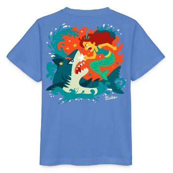 Mermaid versus Shark - Stanley/Stella MINI CREATOR Kids’ T-Shirt - bright blue - Back - Taisha (125cm)