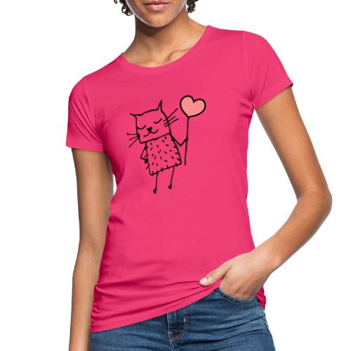 Katze mit Herz: Liebe - Frauen Bio-T-Shirt