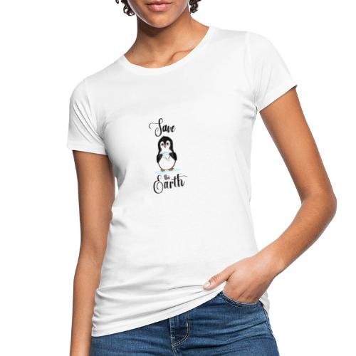 save the Earth, penguin with melting ice - T-shirt ecologica da donna