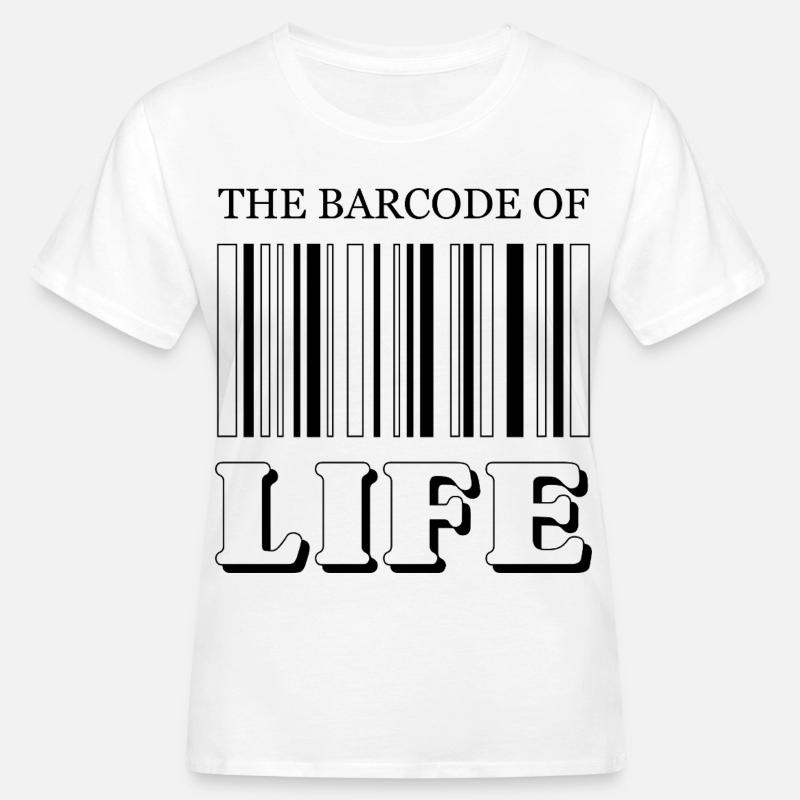 Le code-barres de la vie / Der Strichcode des Lebens - T-shirt bio Femme - blanc