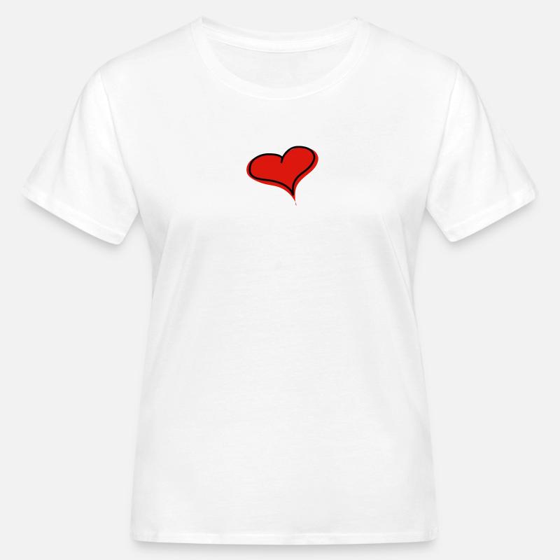 Cuore disegnato a mano rosso intenso - T-shirt ecologica da donna - bianco