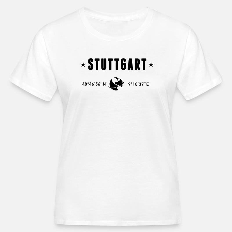 Stuttgart Germany Coordinates Gps Globe - Women's Organic T-Shirt - white