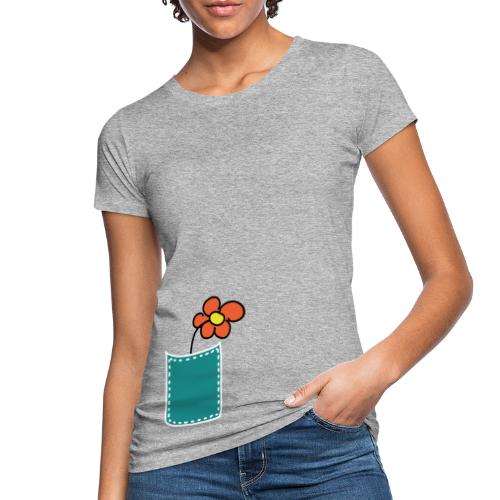 Brusttasche Blume - Frauen Bio-T-Shirt