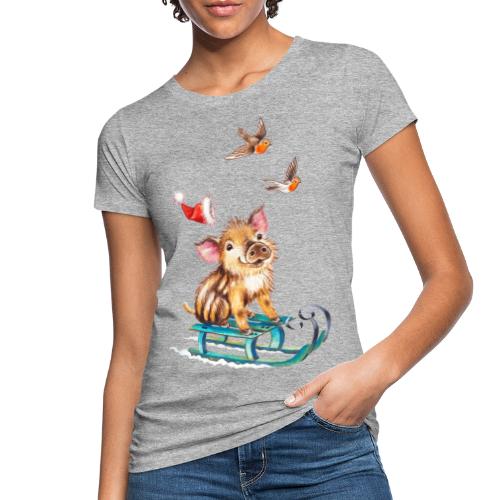 piglet on sled - Women's Organic T-Shirt