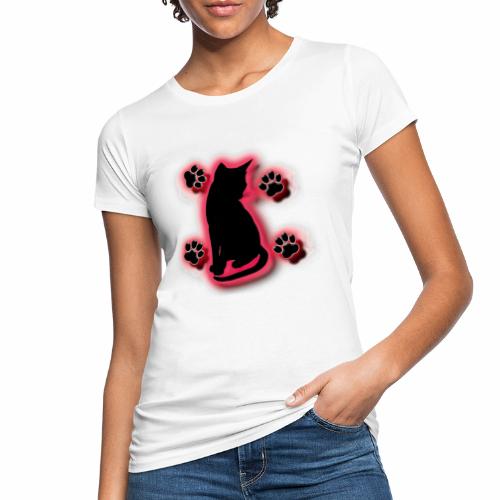 Gatto Nero Neon Rosso - T-shirt ecologica da donna