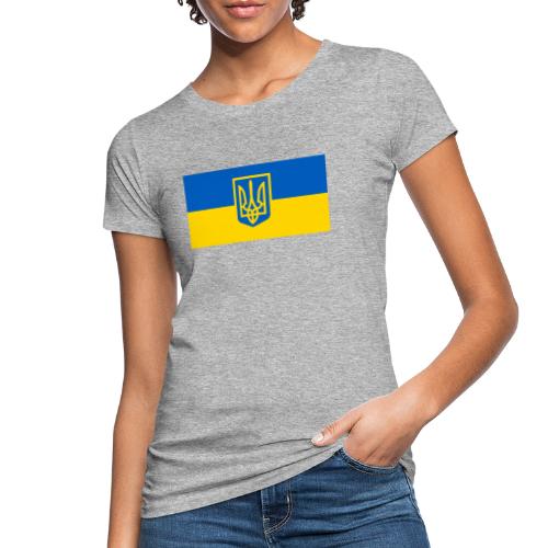 Ukraine Wappen auf Blau Gelb Flagge - Frauen Bio-T-Shirt