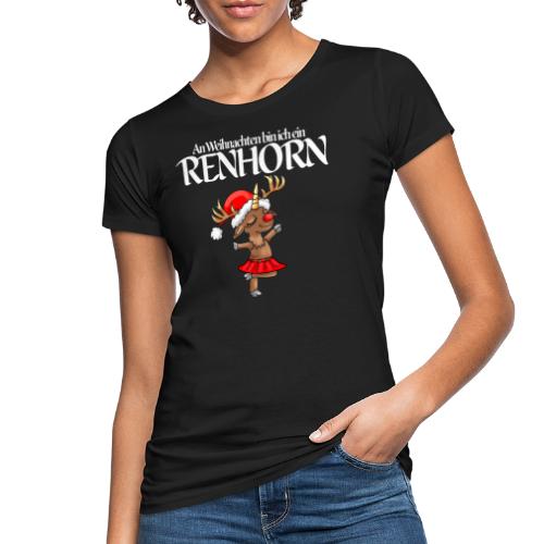 Renhorn Rentier tanzend zu Weihnachten Wortspiel - Frauen Bio-T-Shirt