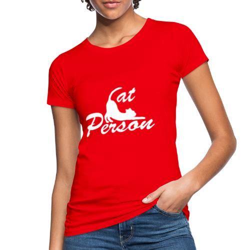 cat person - weiss auf schwarz - Frauen Bio-T-Shirt