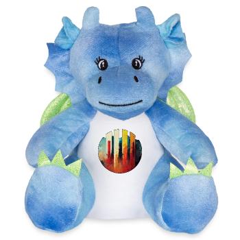 Métropole - Peluche dragon 22 cm - blanc/bleu - Devant