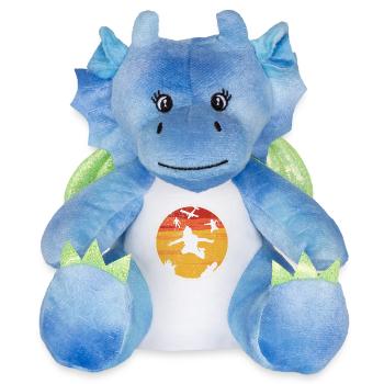 Cercle de parachutistes au coucher du soleil - Peluche dragon 22 cm - blanc/bleu - Devant
