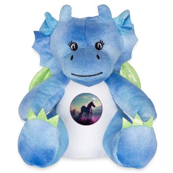 Licorne - Peluche dragon 22 cm - blanc/bleu - Devant