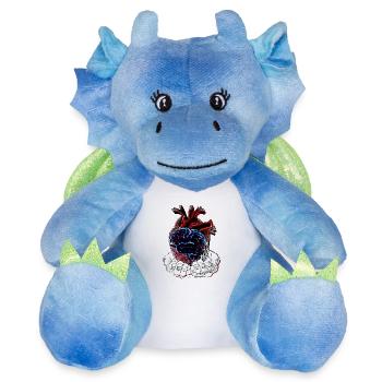 SUÈDE - Peluche dragon 22 cm - blanc/bleu - Devant