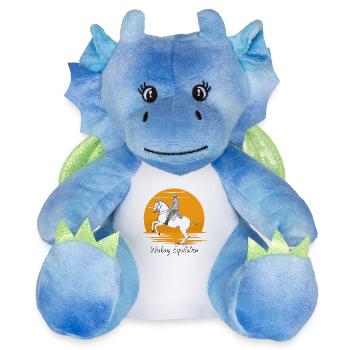 Équitation de travail - Peluche dragon 22 cm - blanc/bleu - Devant