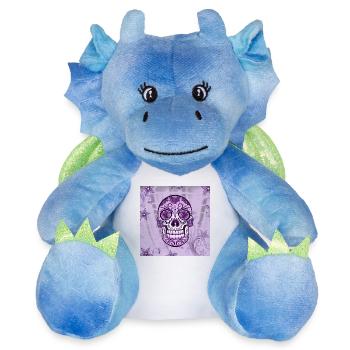 Totenkopf Totenschädel Crâne de sucre - Peluche dragon 22 cm - blanc/bleu - Devant