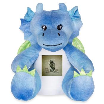 Cheval merveilleux et élégant - Peluche dragon 22 cm - blanc/bleu - Devant